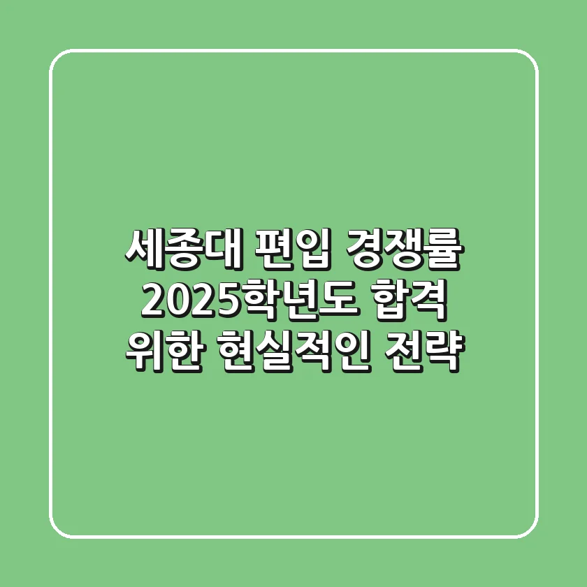 세종대 편입 경쟁률, 2025학년도 합격 위한 현실적인 전략