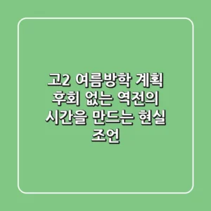 고2 여름방학 계획, 후회 없는 역전의 시간을 만드는 현실 조언