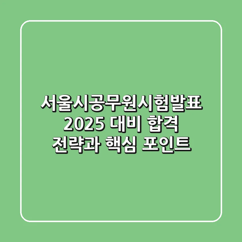 서울시공무원시험발표 2025 대비: 합격 전략과 핵심 포인트