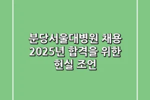 분당서울대병원 채용, 2025년 합격을 위한 현실 조언