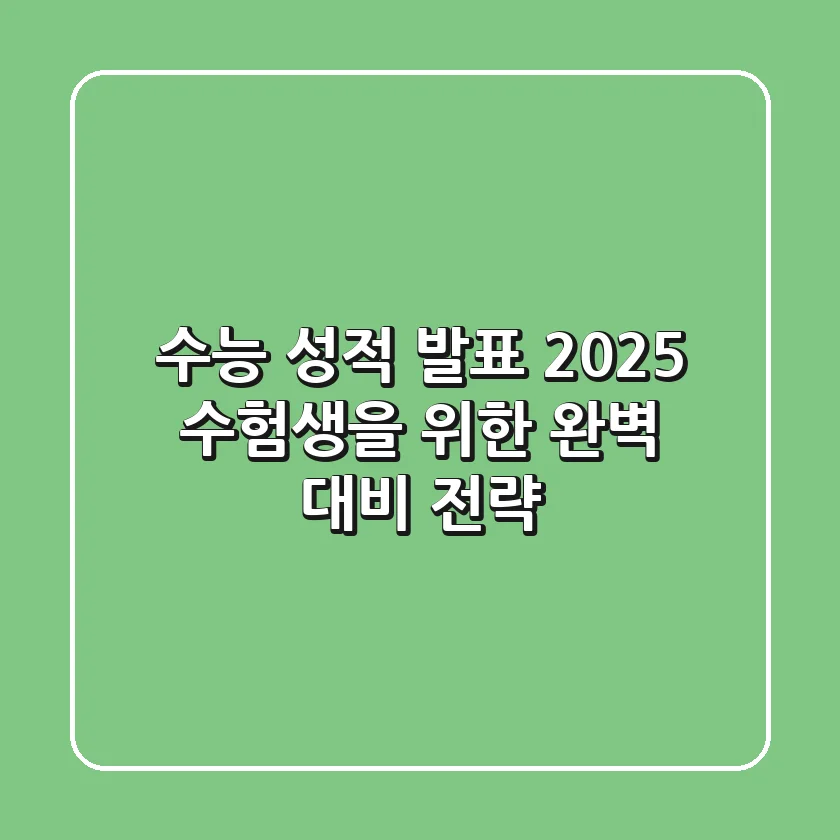 수능 성적 발표, 2025 수험생을 위한 완벽 대비 전략