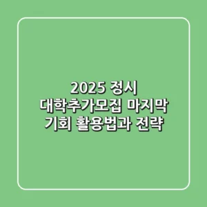 2025 정시 대학추가모집: 마지막 기회 활용법과 전략