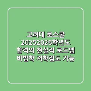 고려대 로스쿨, 2025/2026학년도 합격의 현실적 로드맵 (비법학, 저학점도 가능)