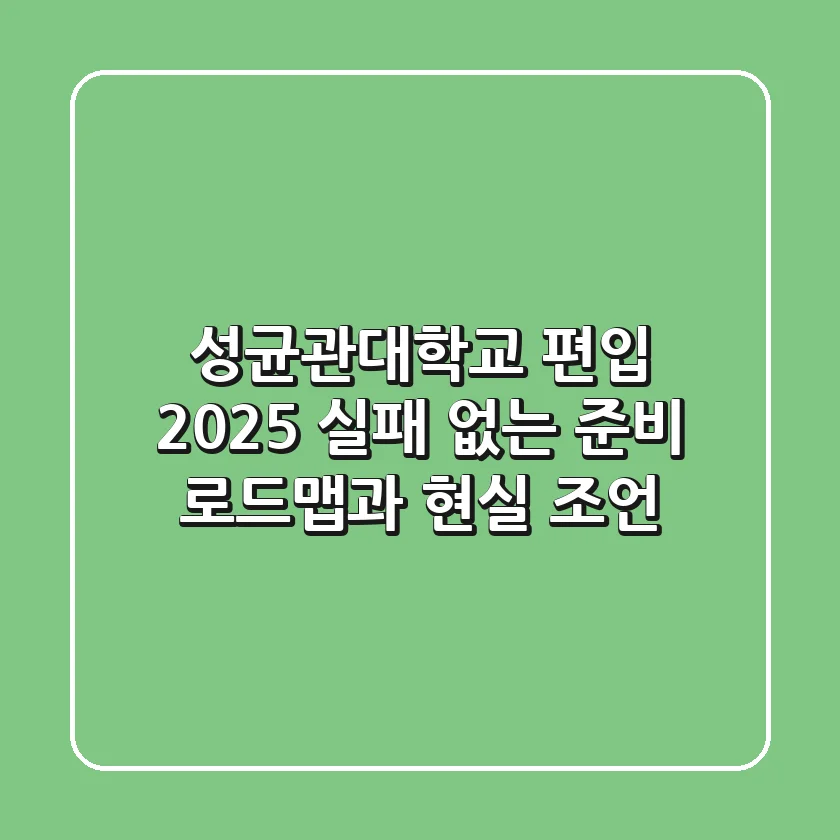 성균관대학교 편입 2025, 실패 없는 준비 로드맵과 현실 조언