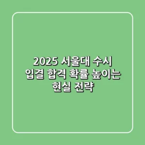 2025 서울대 수시 입결, 합격 확률 높이는 현실 전략