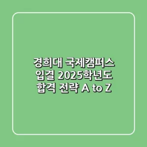 경희대 국제캠퍼스 입결, 2025학년도 합격 전략 A to Z