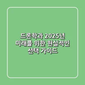 드론학과, 2025년 미래를 위한 현실적인 선택 가이드