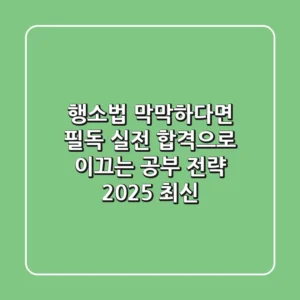 행소법, 막막하다면 필독! 실전 합격으로 이끄는 공부 전략 (2025 최신)