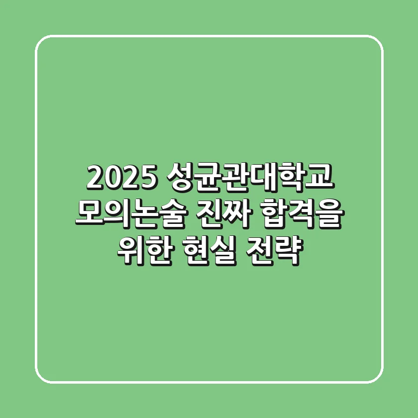 2025 성균관대학교 모의논술, 진짜 합격을 위한 현실 전략