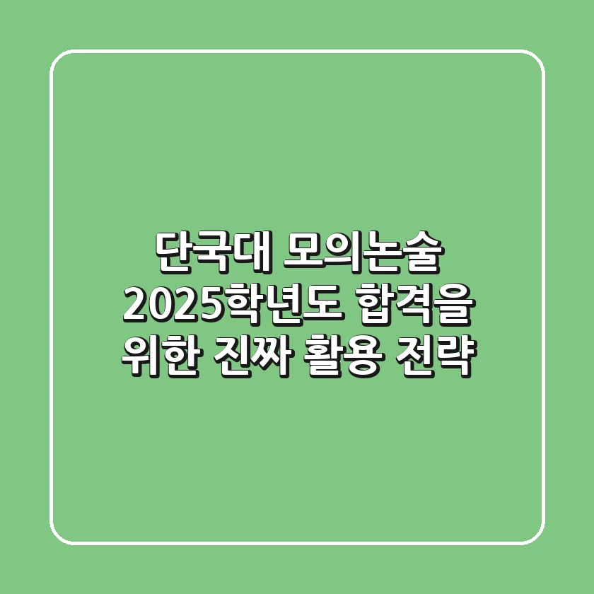 단국대 모의논술: 2025학년도 합격을 위한 '진짜' 활용 전략