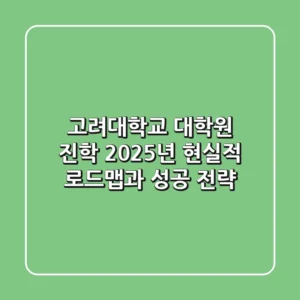 고려대학교 대학원 진학, 2025년 현실적 로드맵과 성공 전략