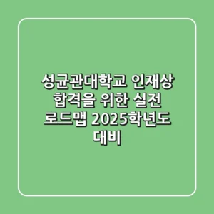 성균관대학교 인재상: 합격을 위한 실전 로드맵 (2025학년도 대비)