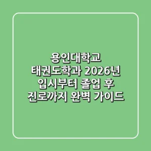 용인대학교 태권도학과, 2026년 입시부터 졸업 후 진로까지 완벽 가이드