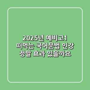 2025년 예비고1, 떠먹는 국어문법 인강 정말 효과 있을까요?