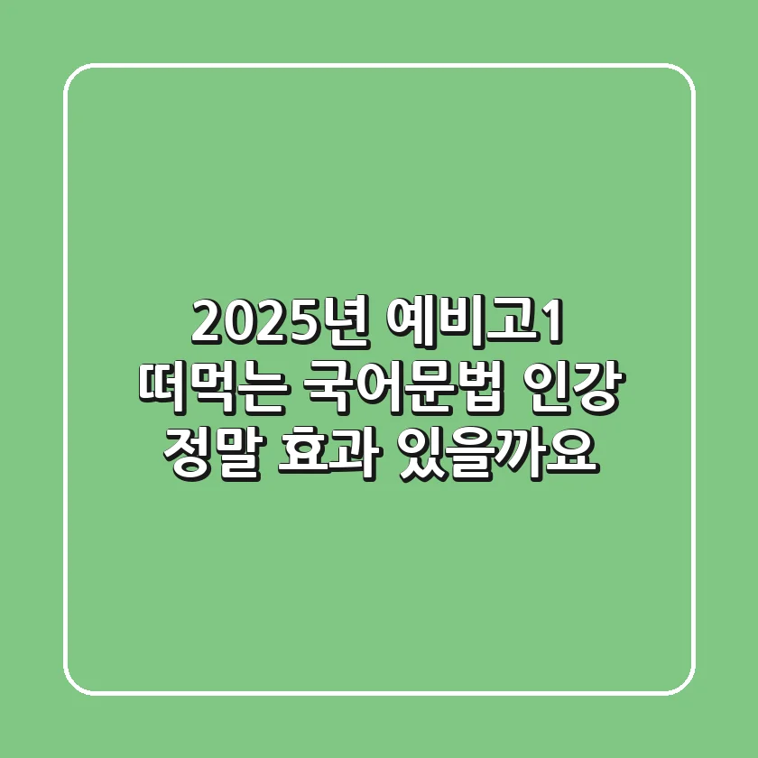 2025년 예비고1, 떠먹는 국어문법 인강 정말 효과 있을까요?