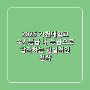 2025 가천대학교 수시등급: 내 등급으로 합격하는 현실적인 전략
