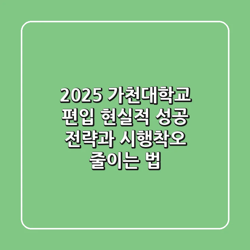 2025 가천대학교 편입, 현실적 성공 전략과 시행착오 줄이는 법