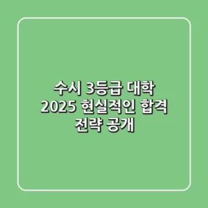 수시 3등급 대학, 2025 현실적인 합격 전략 공개