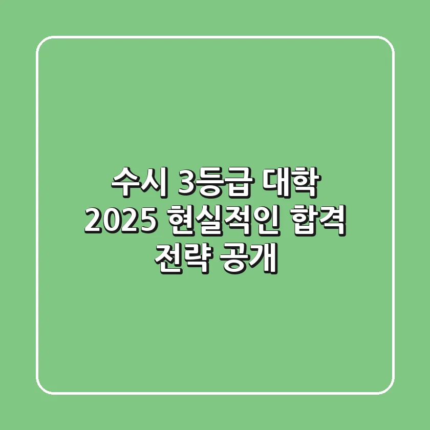 수시 3등급 대학, 2025 현실적인 합격 전략 공개