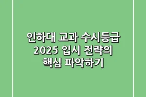 인하대 교과 수시등급, 2025 입시 전략의 핵심 파악하기