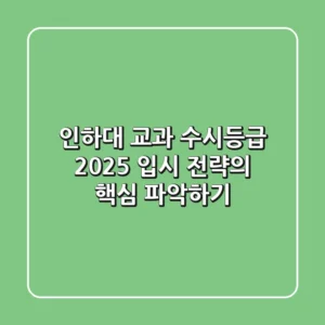 인하대 교과 수시등급, 2025 입시 전략의 핵심 파악하기