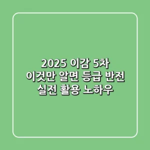 2025 이감 5차, 이것만 알면 등급 반전! 실전 활용 노하우