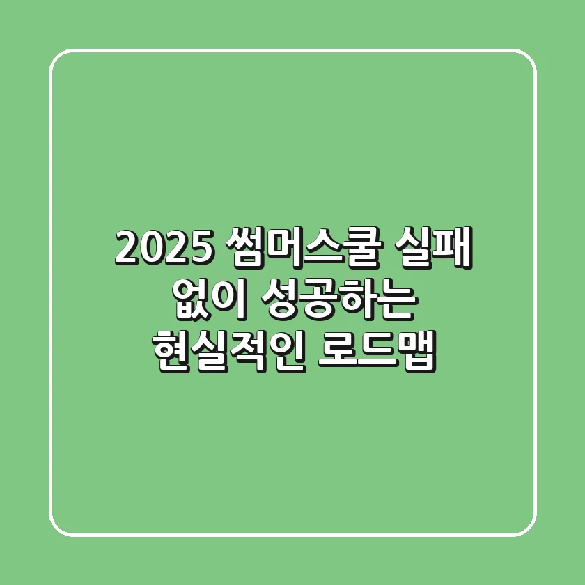 2025 썸머스쿨, 실패 없이 성공하는 현실적인 로드맵