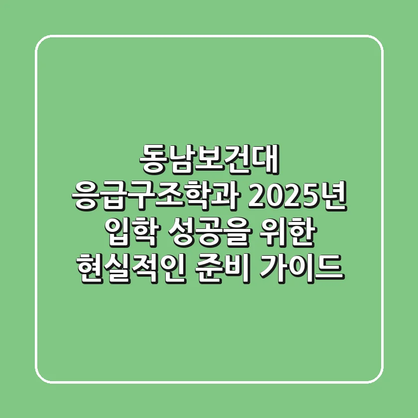 동남보건대 응급구조학과, 2025년 입학 성공을 위한 현실적인 준비 가이드