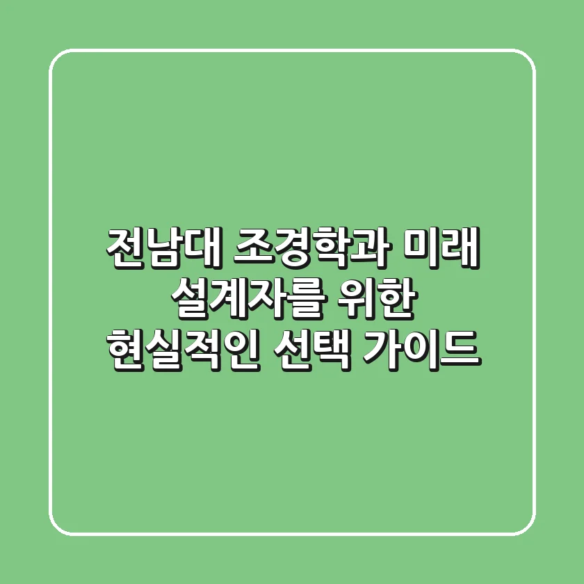 전남대 조경학과, 미래 설계자를 위한 현실적인 선택 가이드