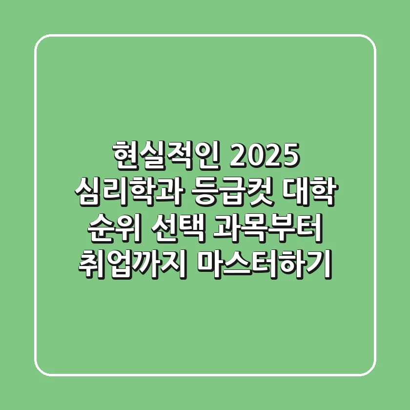 현실적인 2025 심리학과 등급컷: 대학 순위, 선택 과목부터 취업까지 마스터하기