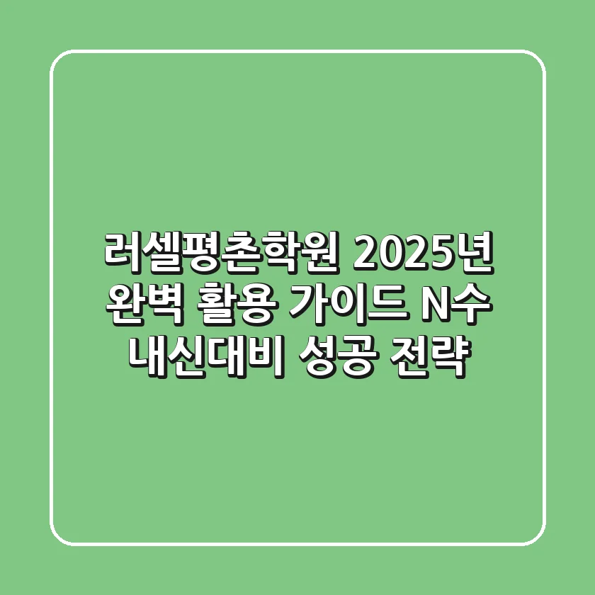 러셀평촌학원 2025년 완벽 활용 가이드: N수 & 내신대비 성공 전략