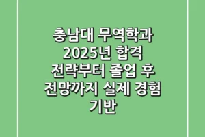 충남대 무역학과, 2025년 합격 전략부터 졸업 후 전망까지 (실제 경험 기반)