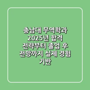 충남대 무역학과, 2025년 합격 전략부터 졸업 후 전망까지 (실제 경험 기반)