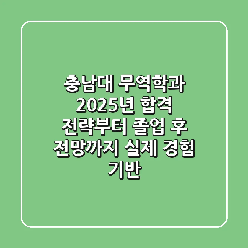 충남대 무역학과, 2025년 합격 전략부터 졸업 후 전망까지 (실제 경험 기반)