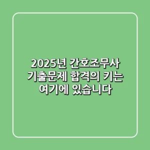 2025년 간호조무사 기출문제, 합격의 키는 여기에 있습니다!
