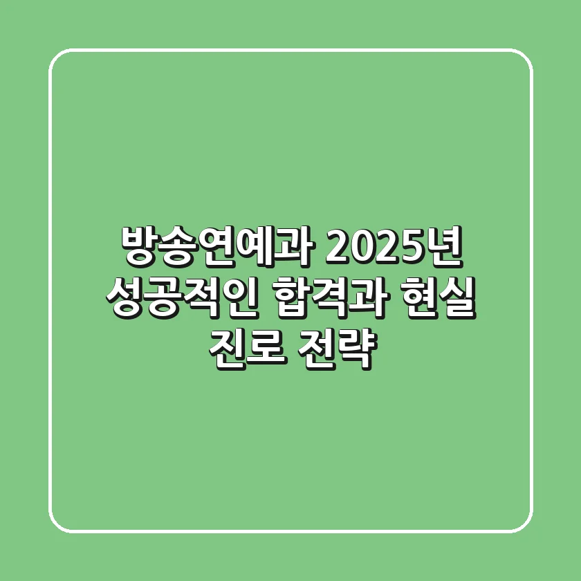 방송연예과, 2025년 성공적인 합격과 현실 진로 전략