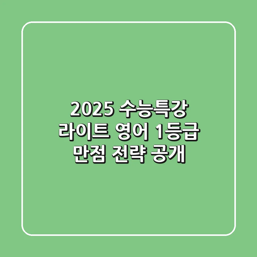 2025 수능특강 라이트 영어, 1등급 만점 전략 공개!