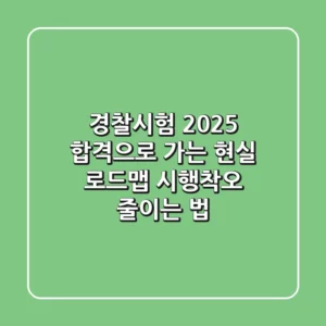 경찰시험 2025, 합격으로 가는 현실 로드맵: 시행착오 줄이는 법