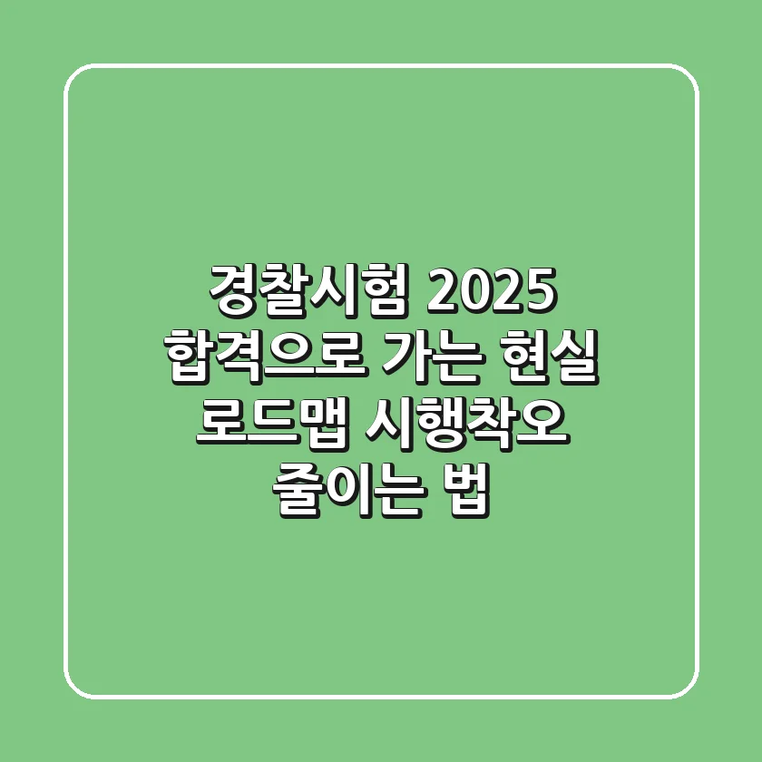 경찰시험 2025, 합격으로 가는 현실 로드맵: 시행착오 줄이는 법