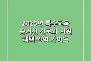 2025년 특수교육, 숨겨진 진로와 지원 혜택 완벽 가이드