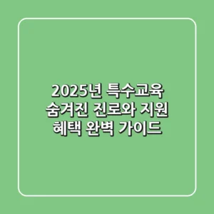 2025년 특수교육, 숨겨진 진로와 지원 혜택 완벽 가이드