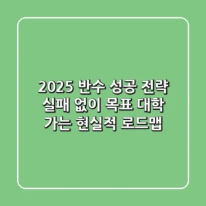 2025 반수 성공 전략: 실패 없이 목표 대학 가는 현실적 로드맵