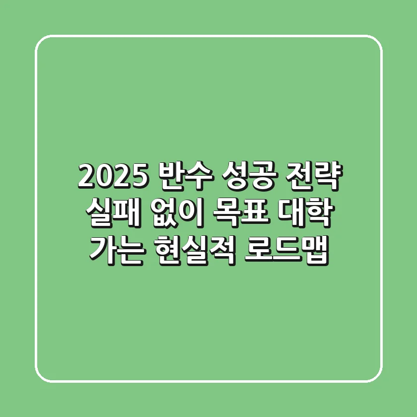 2025 반수 성공 전략: 실패 없이 목표 대학 가는 현실적 로드맵