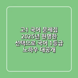 고1 국어 문제집, 2025년 현명한 선택으로 국어 1등급 노하우 대공개