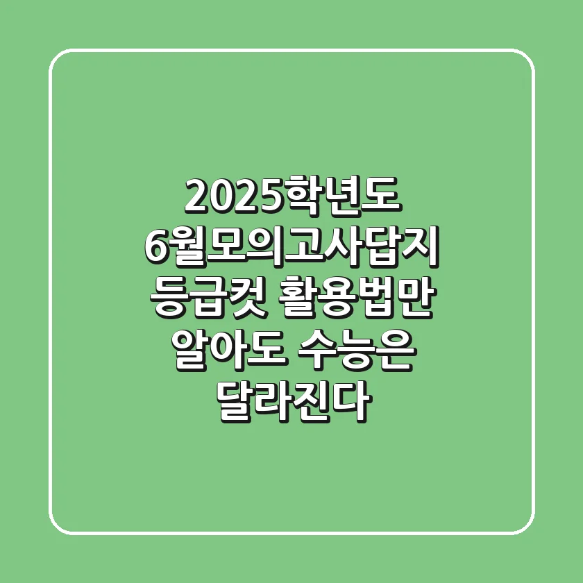 2025학년도 6월모의고사답지, 등급컷: 활용법만 알아도 수능은 달라진다!