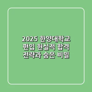 2025 한양대학교 편입, 현실적 합격 전략과 숨은 비밀