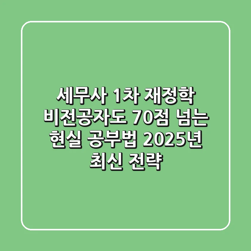 세무사 1차 재정학, 비전공자도 70점 넘는 현실 공부법 (2025년 최신 전략)