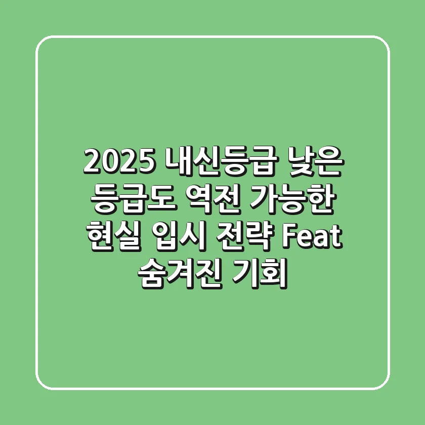 2025 내신등급, 낮은 등급도 역전 가능한 현실 입시 전략 (Feat. 숨겨진 기회)