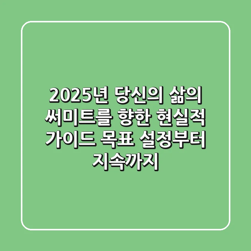 2025년, 당신의 삶의 '써미트'를 향한 현실적 가이드: 목표 설정부터 지속까지