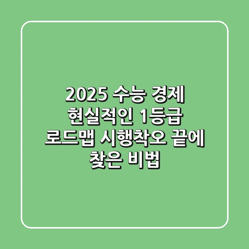 2025 수능 경제, 현실적인 1등급 로드맵: 시행착오 끝에 찾은 비법